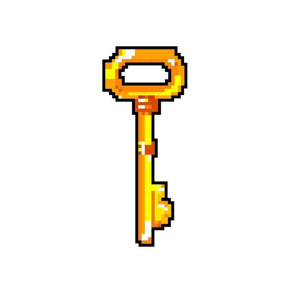 lock key vintage game pixel art vector illustration