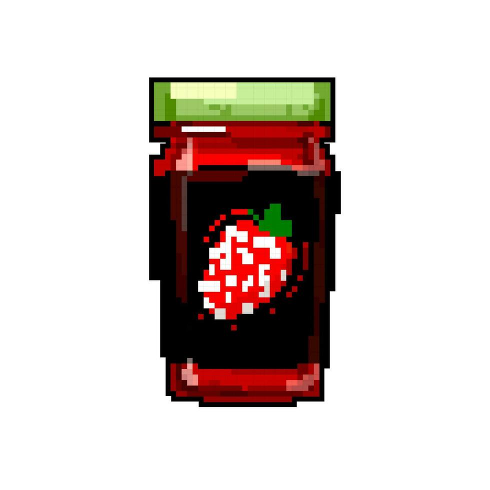 glass jam fruit food game pixel art vector illustration