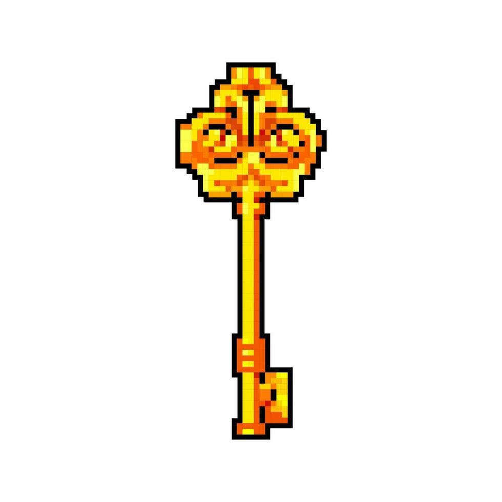 antique key vintage game pixel art vector illustration