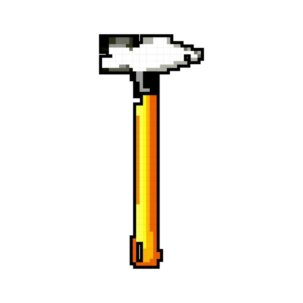 hardware hammer tool game pixel art vector illustration