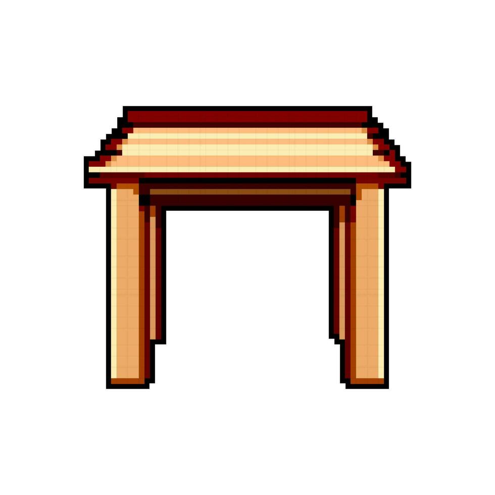 wooden garden outdoor table game pixel art vector illustration