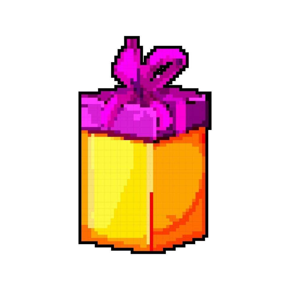 ribbon gift box game pixel art vector illustration