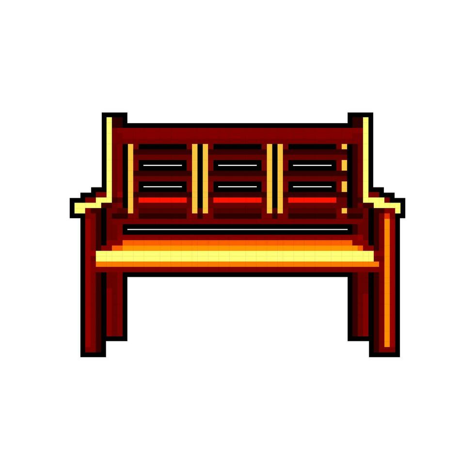 relax garden outdoor bench game pixel art vector illustration