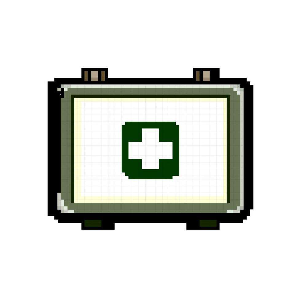 box first aid kit game pixel art vector illustration