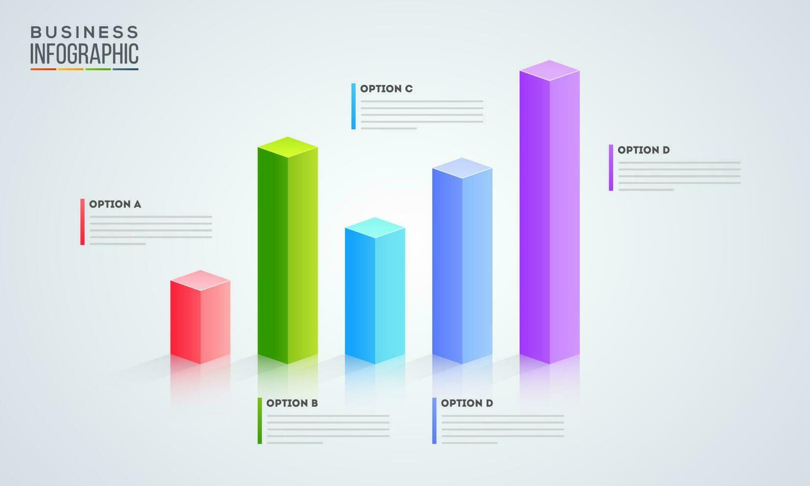 3D infographic graph with five option for Business infographic presentation. vector