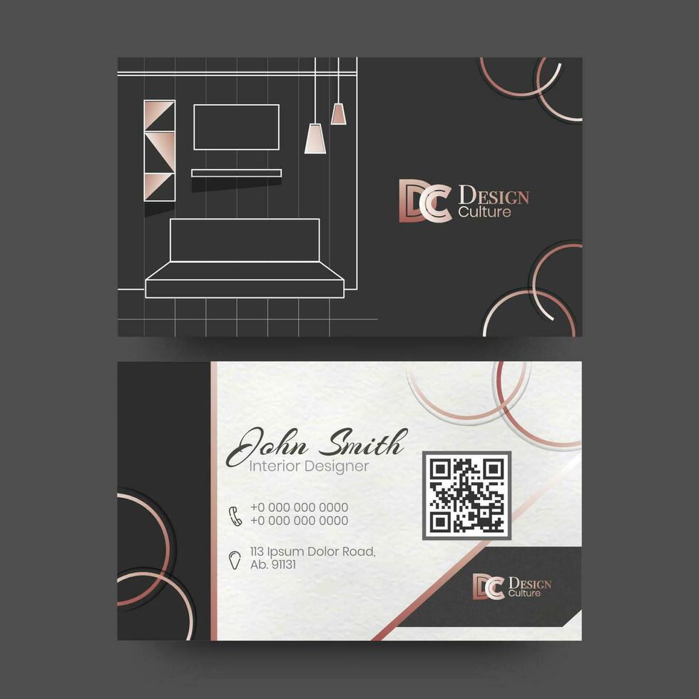 Front and back view of business card or visiting card design for Interior Designer. vector