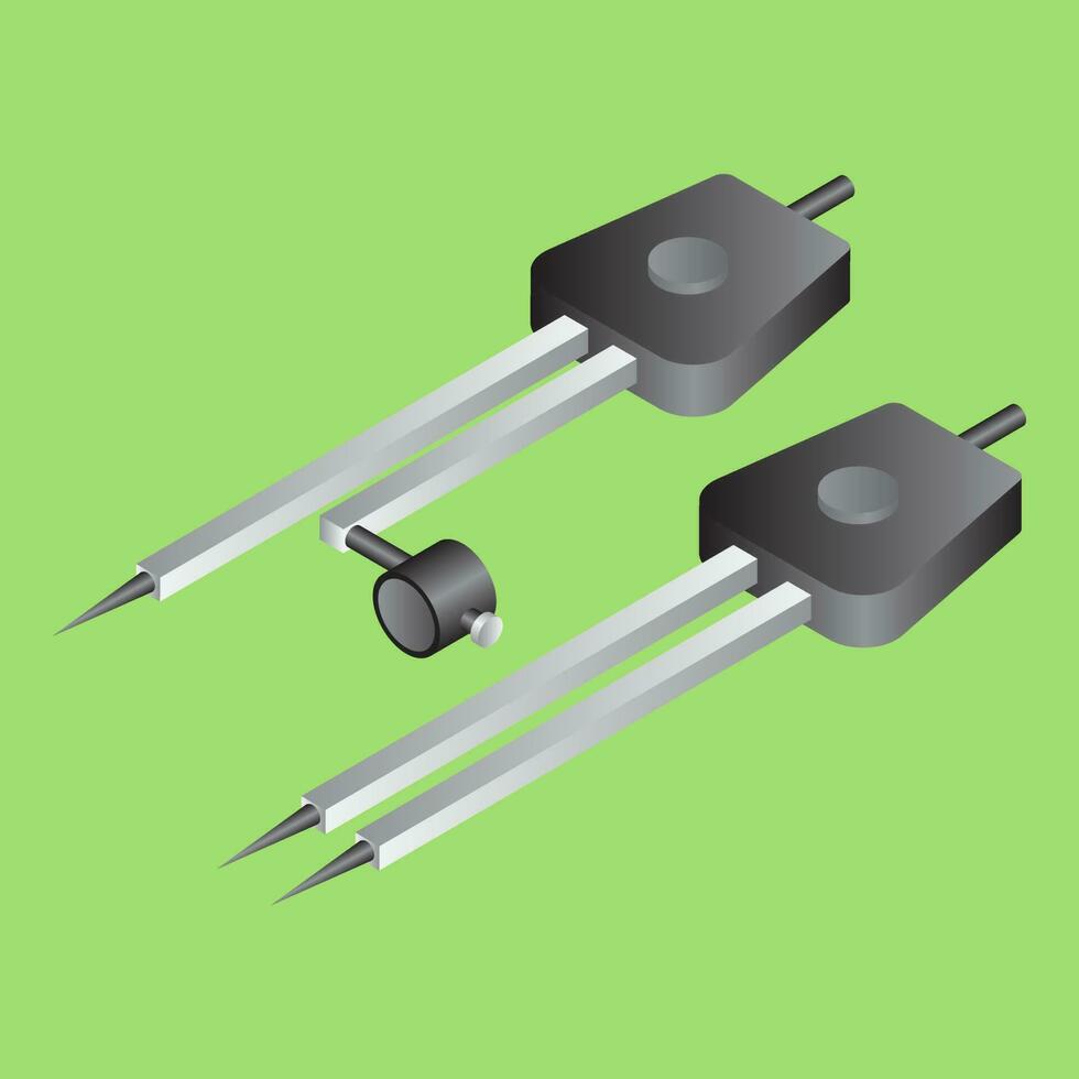 Realistic drawing compass on green background. 23875558 Vector Art at