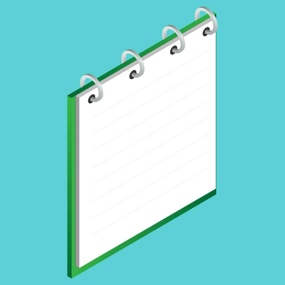 Isometric illustration of notebook on blue background. vector