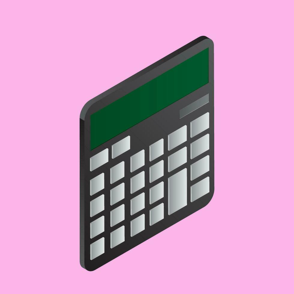 3D illustration of calculator on pink background. vector