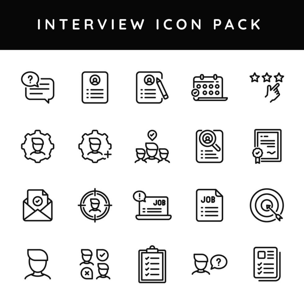 Line art illustration of Interview icon pack. vector