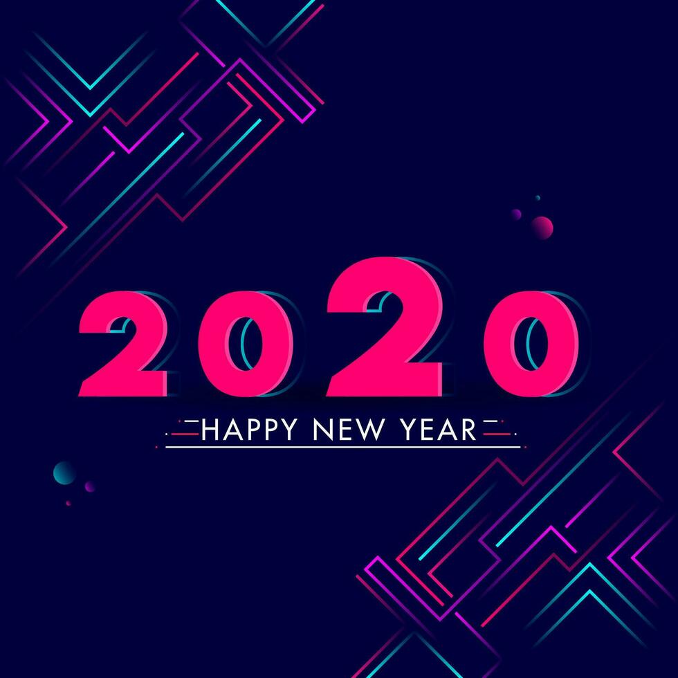 2020 Happy New Year text on abstract blue background can be used as greeting card design. vector