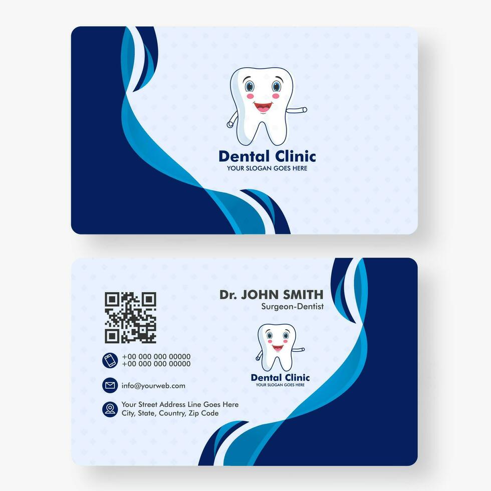 Dental Clinic business card or horizontal template design in front and back view. vector