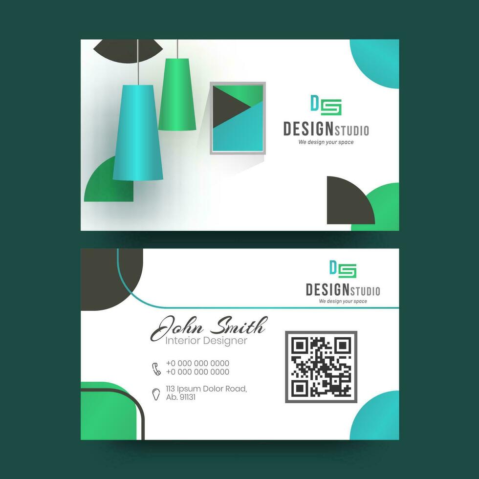 negocio tarjeta para decorador, diseñador, arquitecto con creativo ilustración. vector