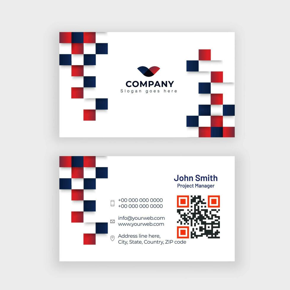 Business card or visiting card design in front and back view with abstract pattern. vector