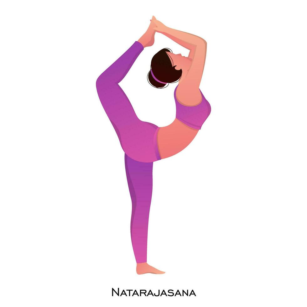 Young woman practise yoga natarajasana pose. vector
