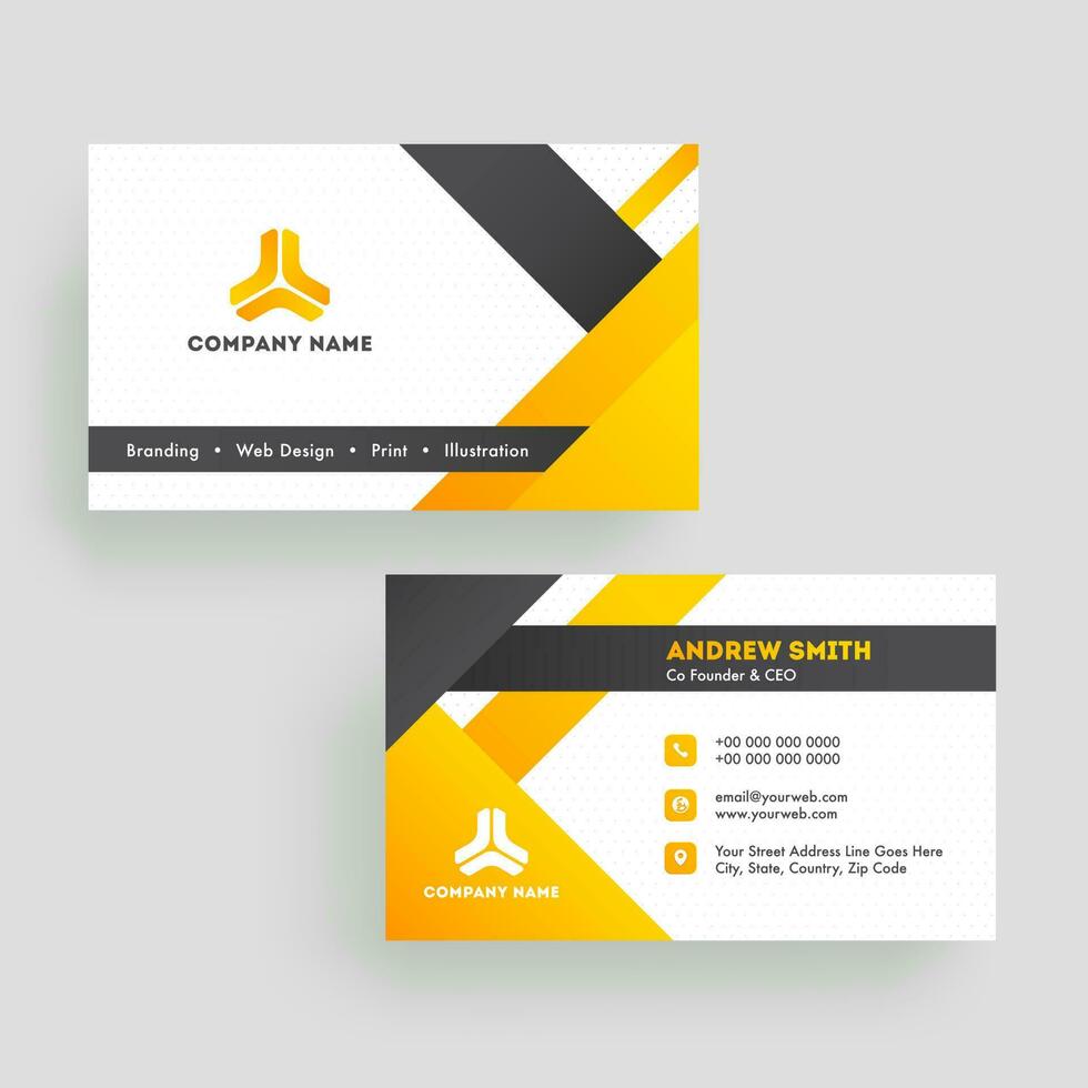 Front and back view of business card or visiting card design with abstract pattern. vector