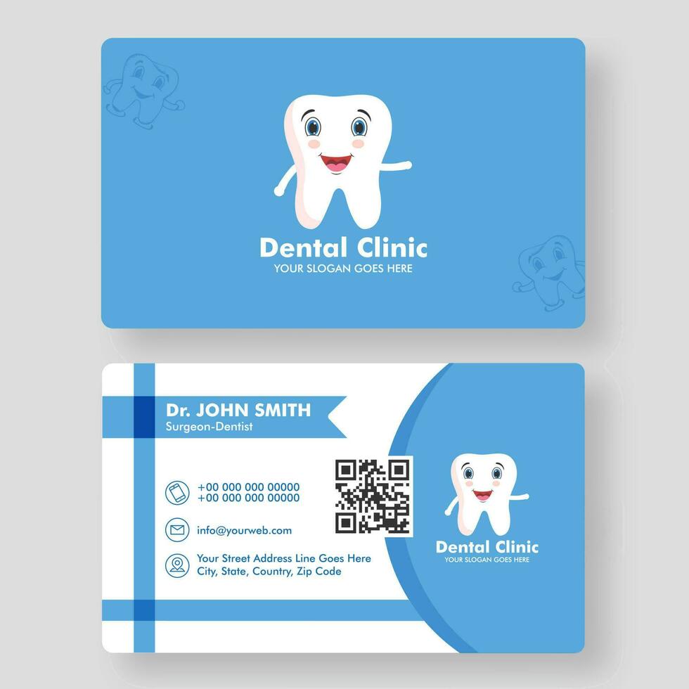 Dental Clinic business card or horizontal template design in front and back view. vector