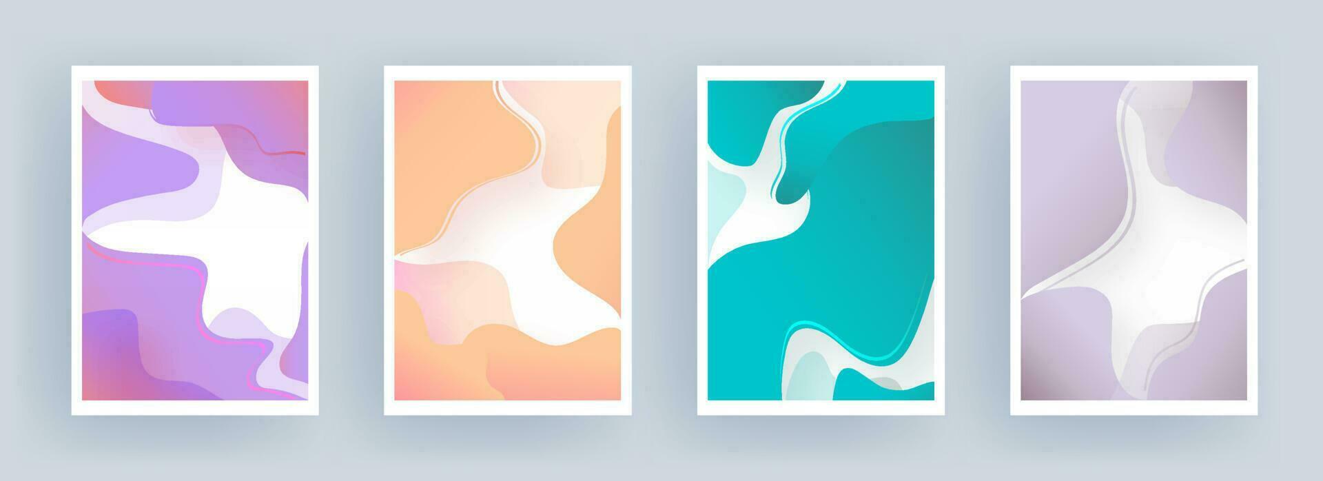 Abstract liquid flow or fluid art background in four color option. vector