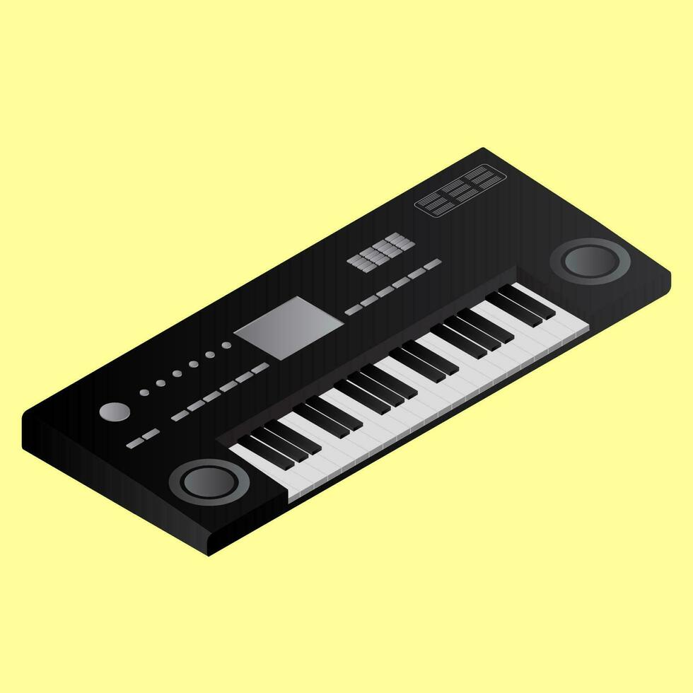 3d piano teclado en amarillo antecedentes. vector