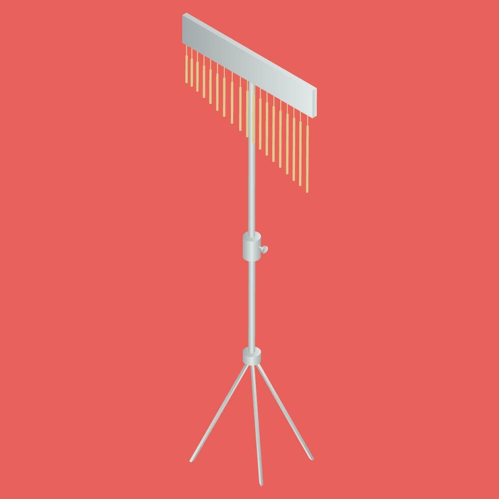 Isometric chimes element on red background. vector