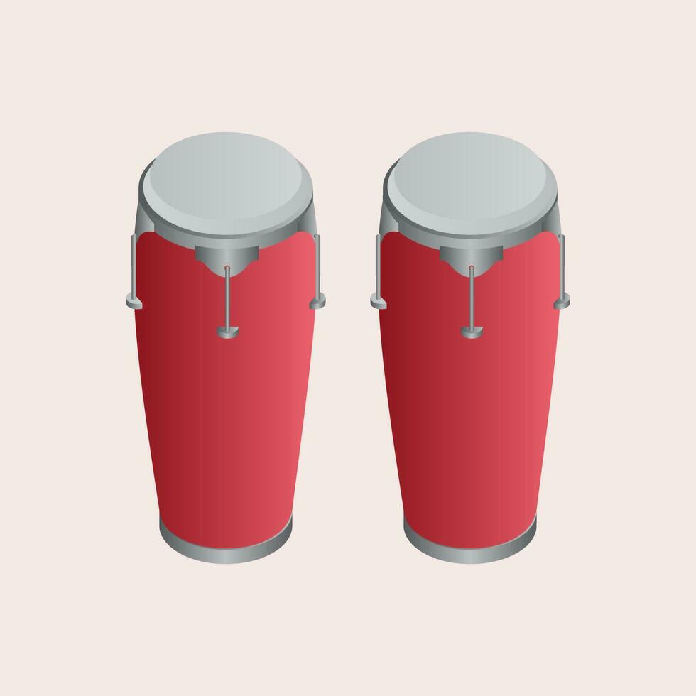 3D illustration of conga drums element. vector