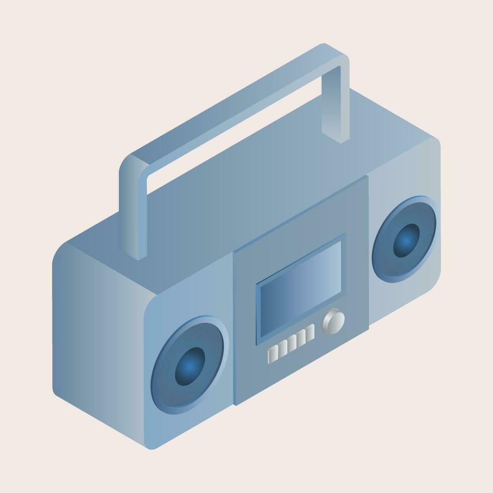 3D illustration of radio element in blue color. vector