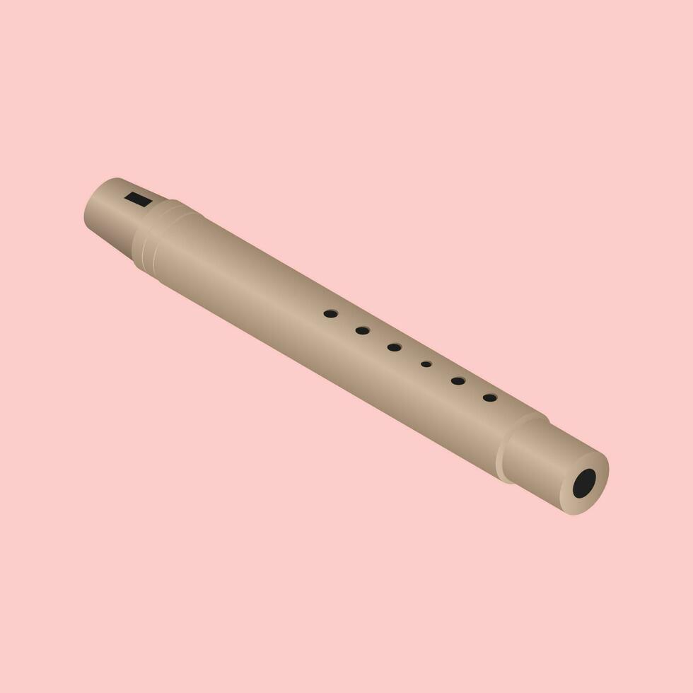 3D illustration of flute element on pink background. vector