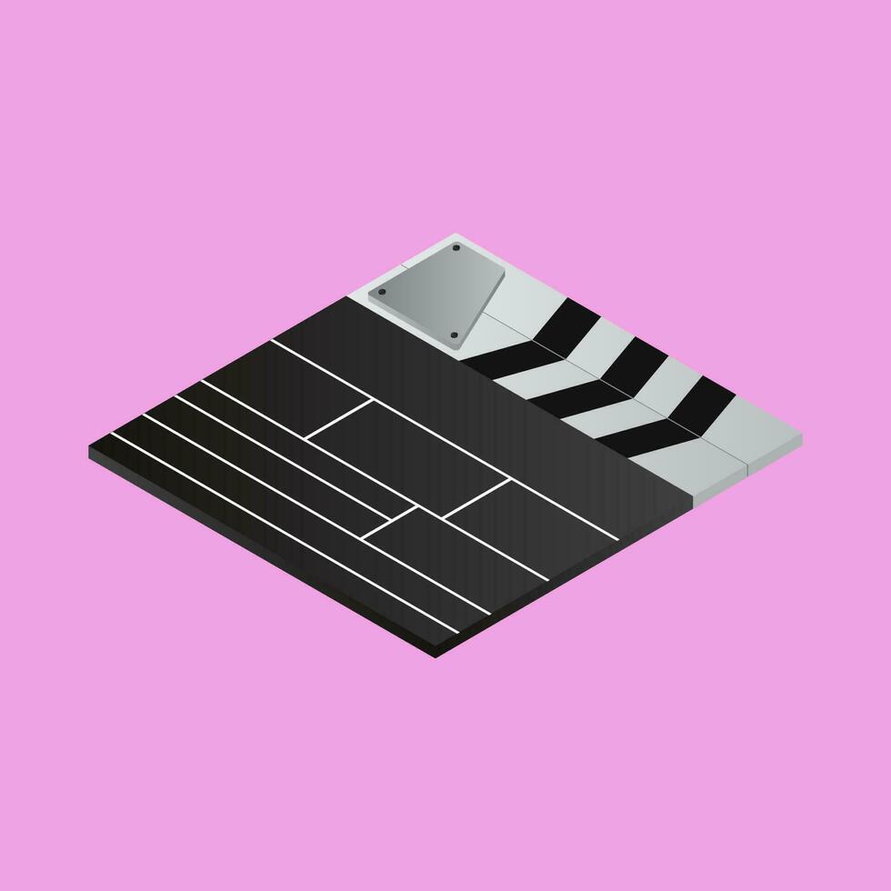 Realistic clapperboard on pink background. vector