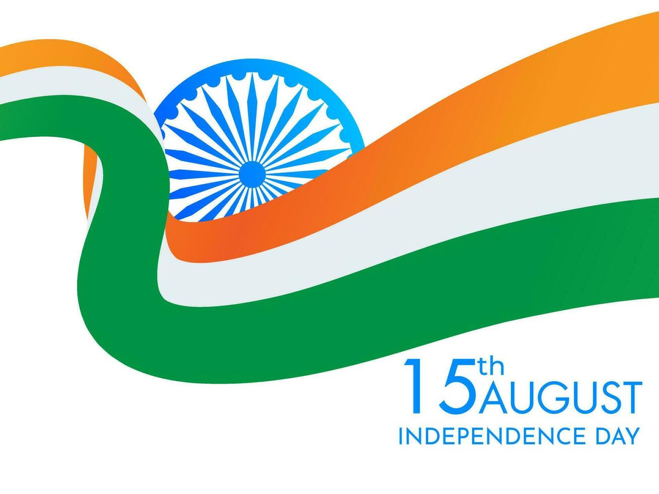 Indian National waving flag with Ashoka Wheel illustration for 15th August, Independence Day celebration concept. Can be used as poster or template design. vector