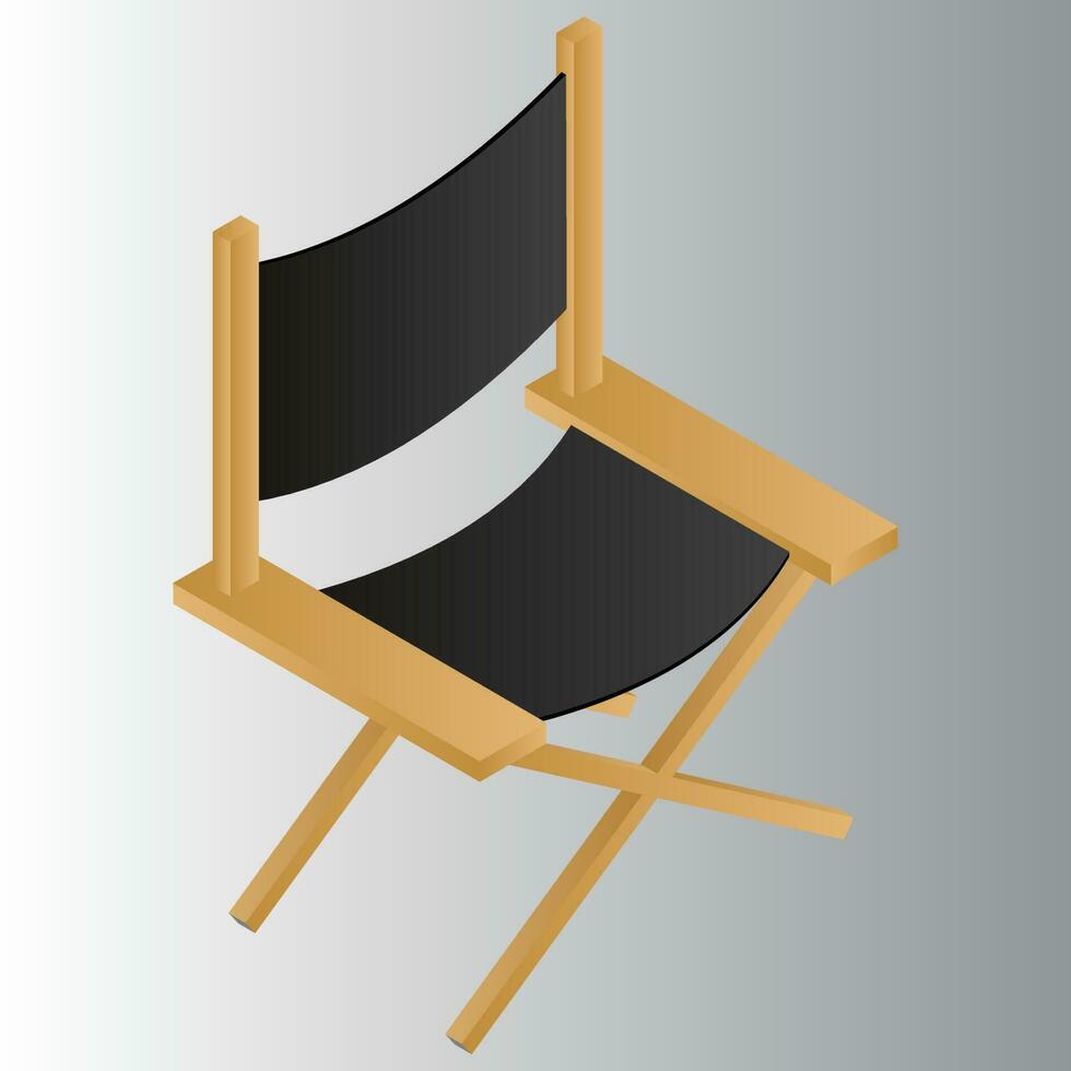 Folding chair in 3d style on grey background. vector