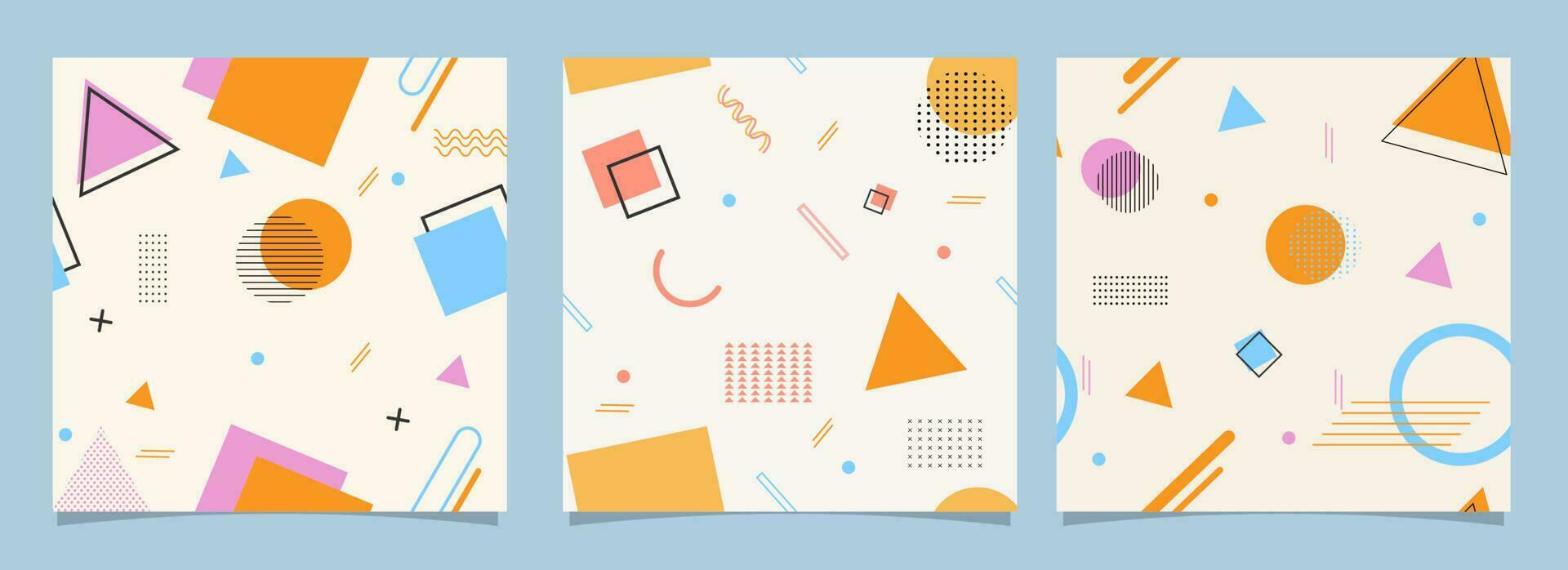 Set of Colorful Abstract Geometric Elements Background. vector