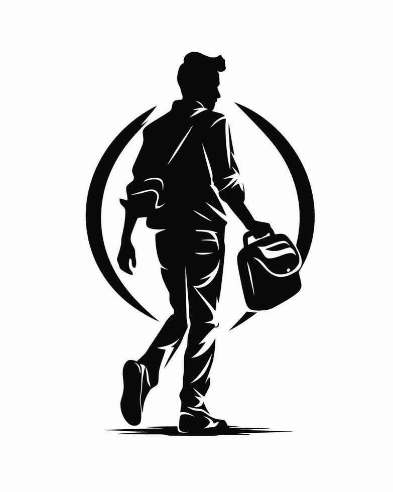 heading to work silhouette vector