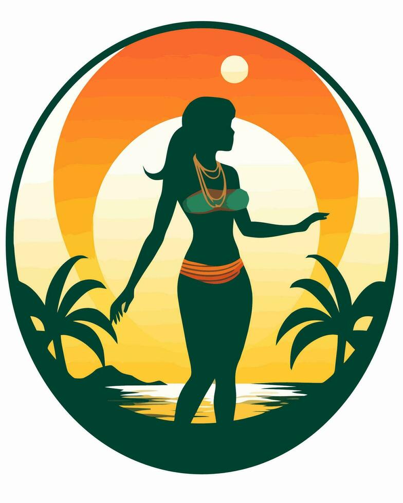 girl on a tropical vacation vector