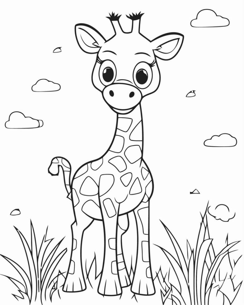 baby giraffe coloring page vector