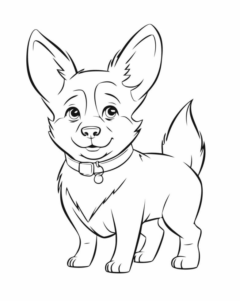 papillon dog coloring page vector