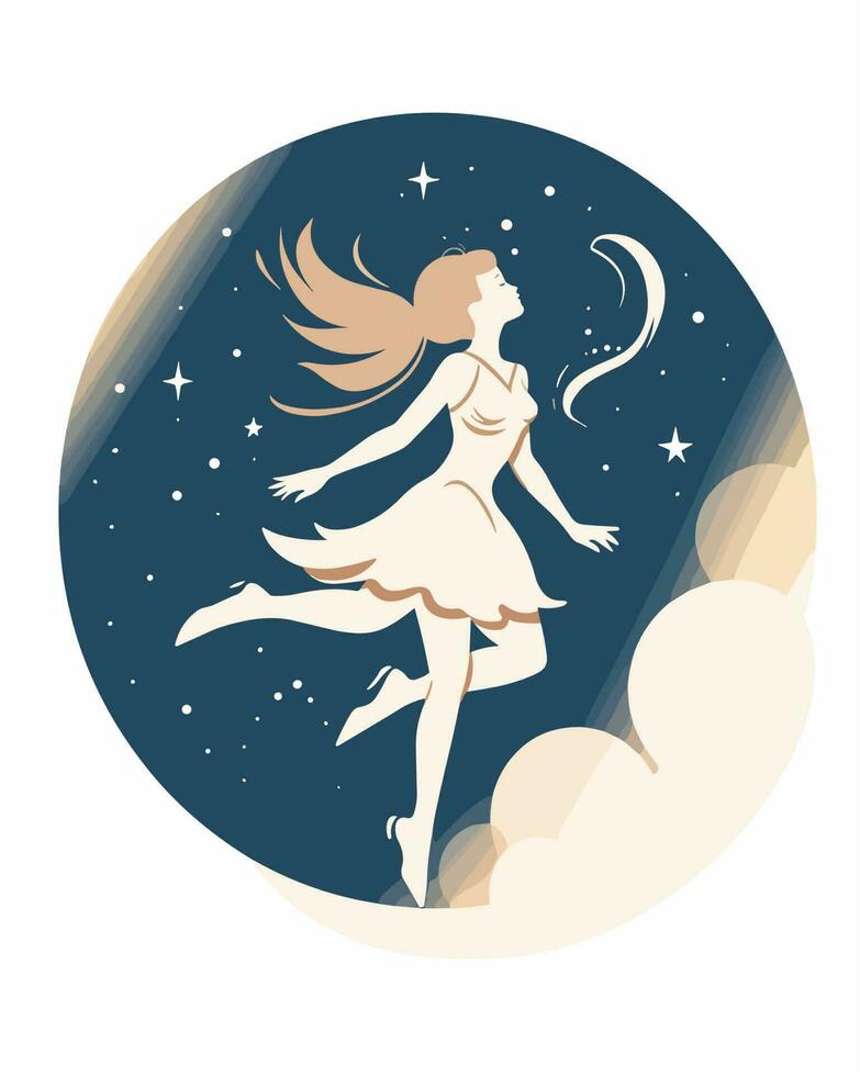 astral girl flying vector