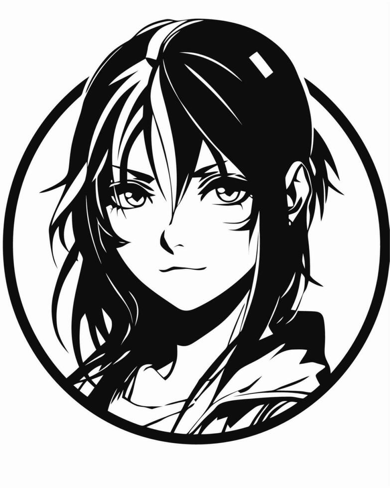 anime girl logo vector
