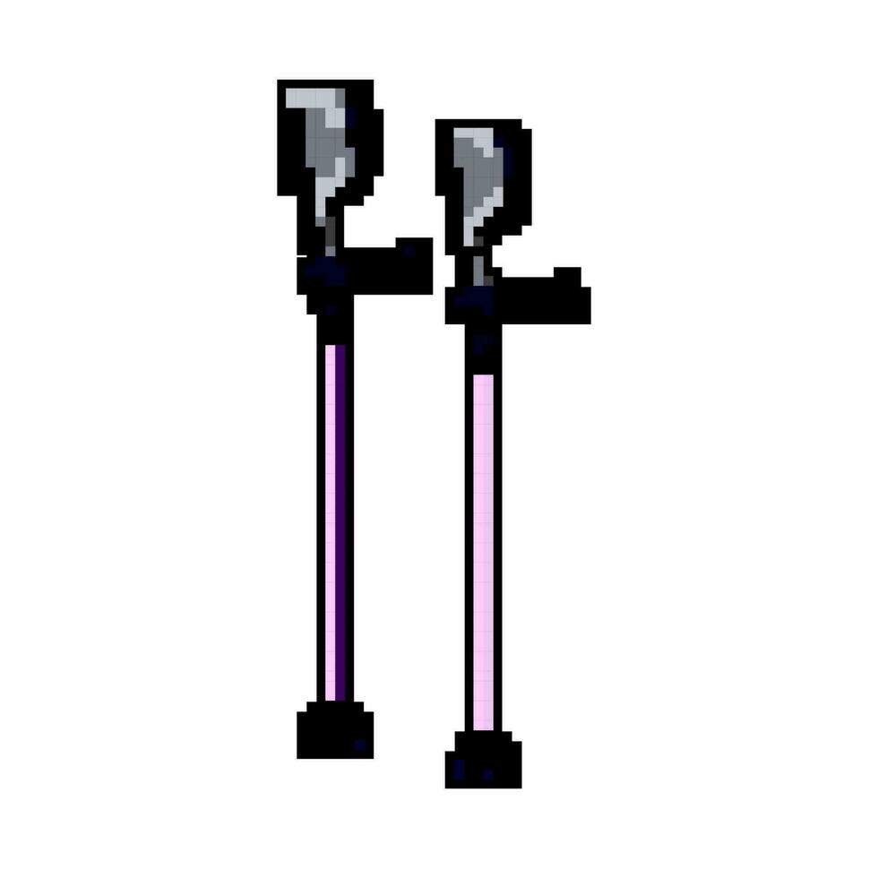 leg crutch medical game pixel art vector illustration