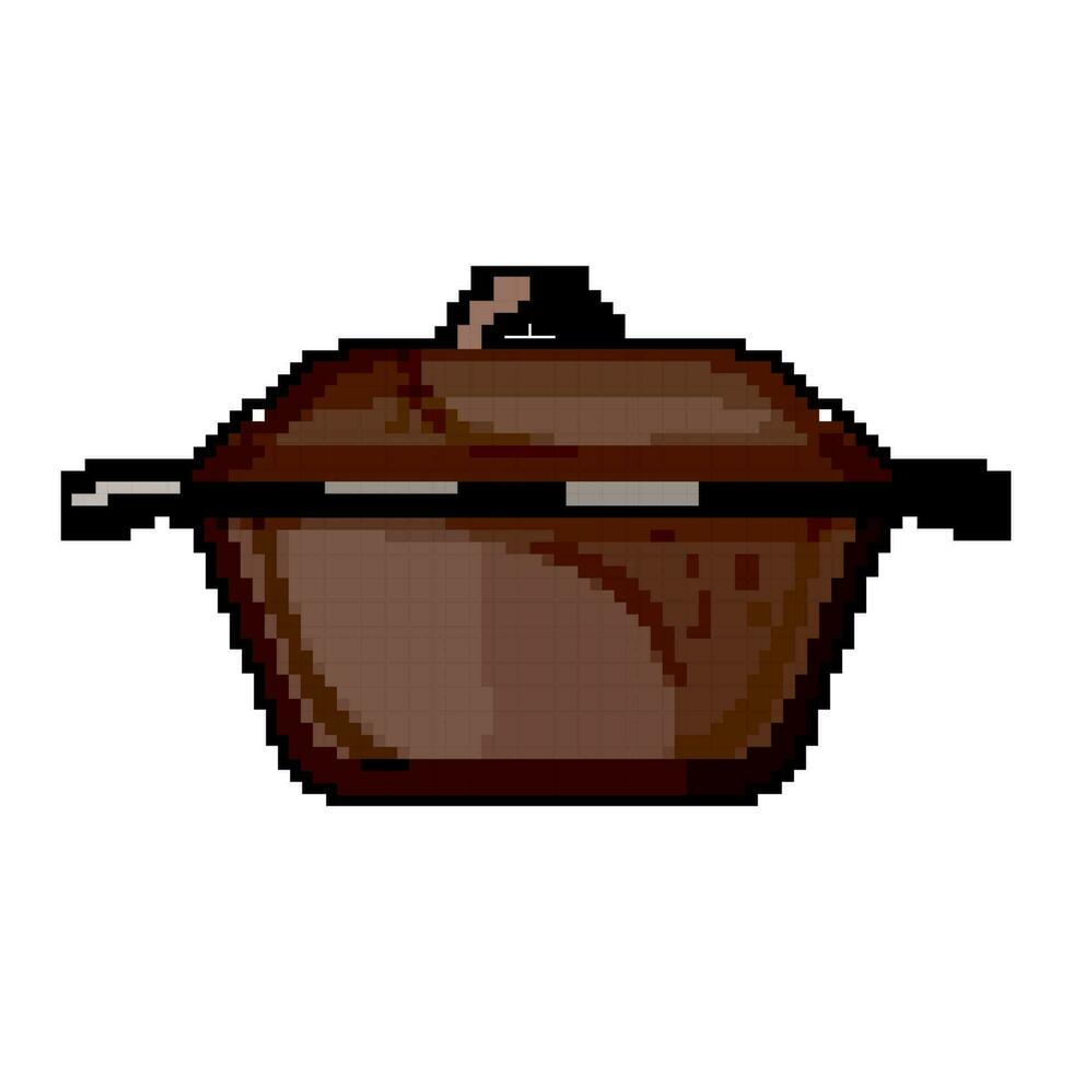 pan iron skillet game pixel art vector illustration