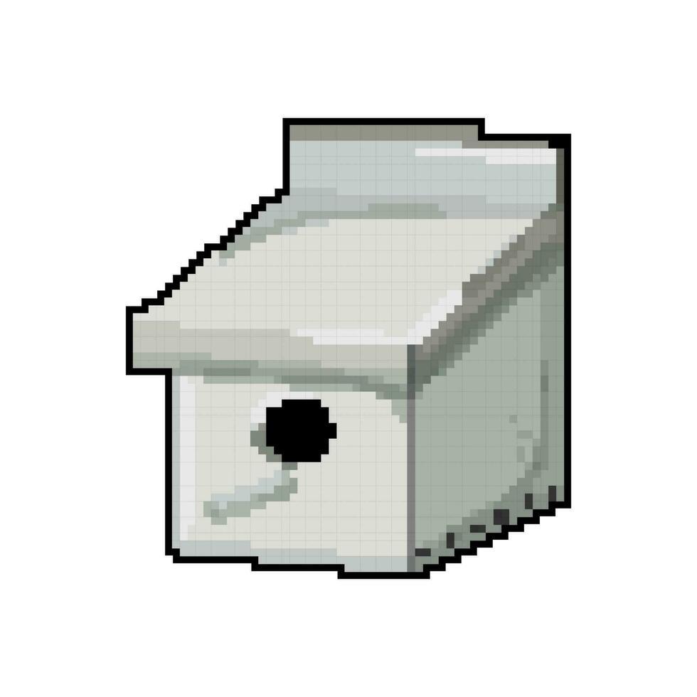 tree bird house game pixel art vector illustration