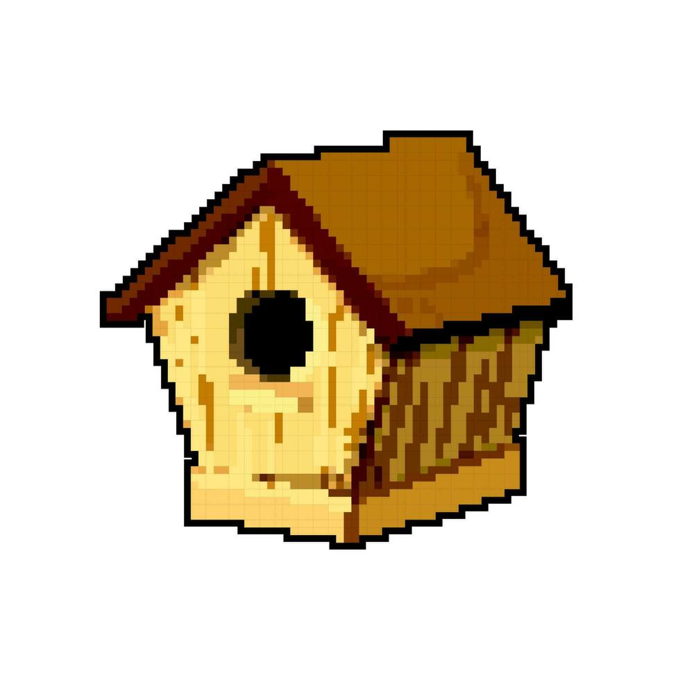 feeder bird house game pixel art vector illustration