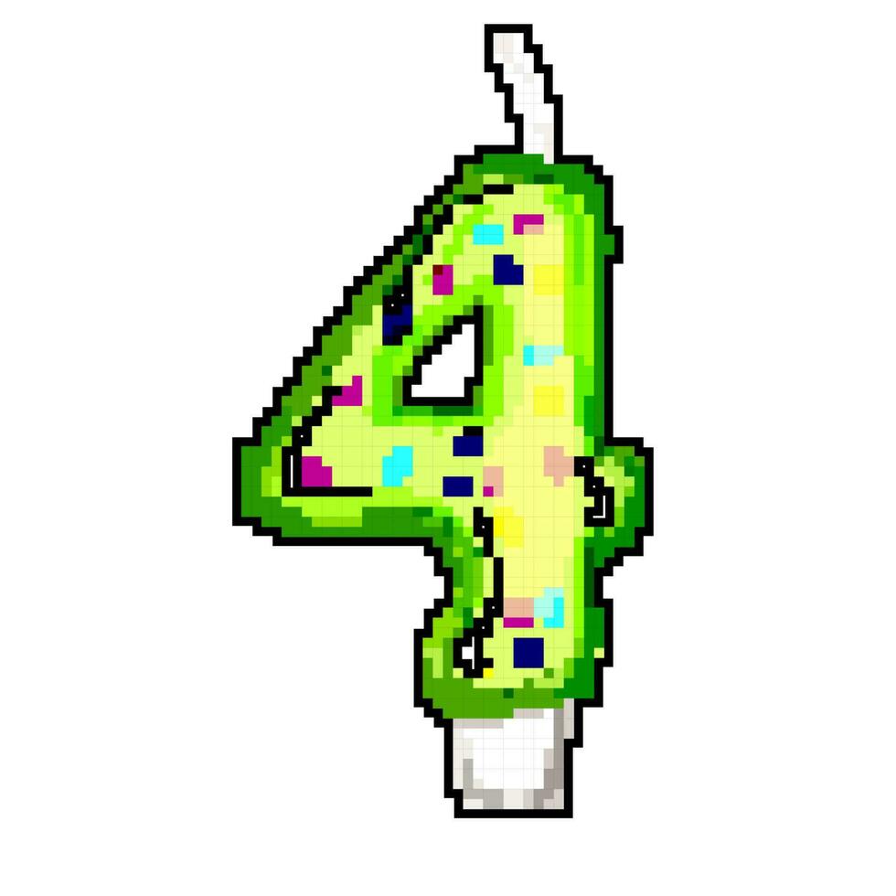 four year birthday number candle game pixel art vector illustration