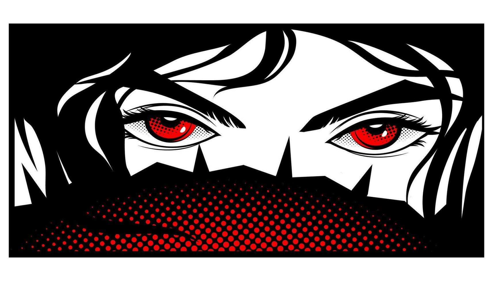 Eyes are red in the style of manga and anime. vector