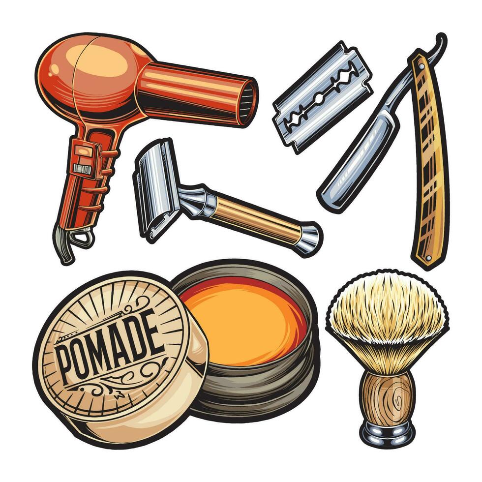 BARBER TOOL WITH COLOR vector