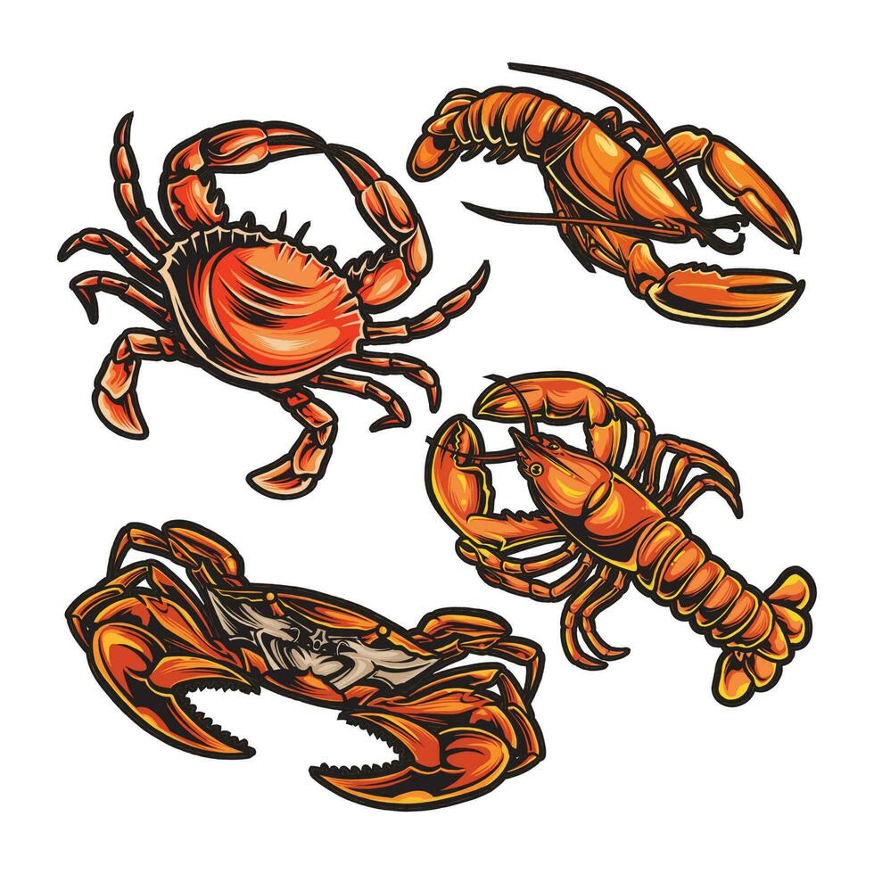 CRABS AND LOBSTER vector