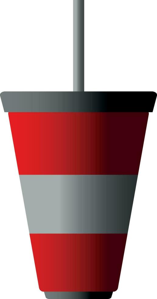 Red plastic cup beverage with straw vector