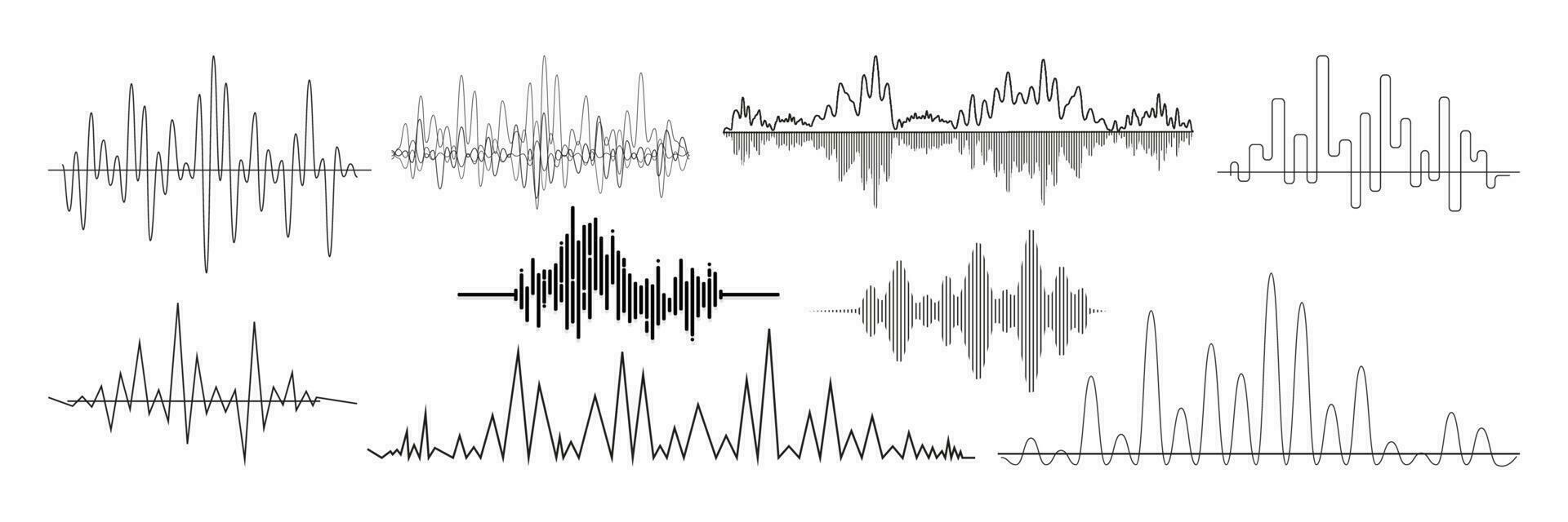 Realistic sound waves set collection vector