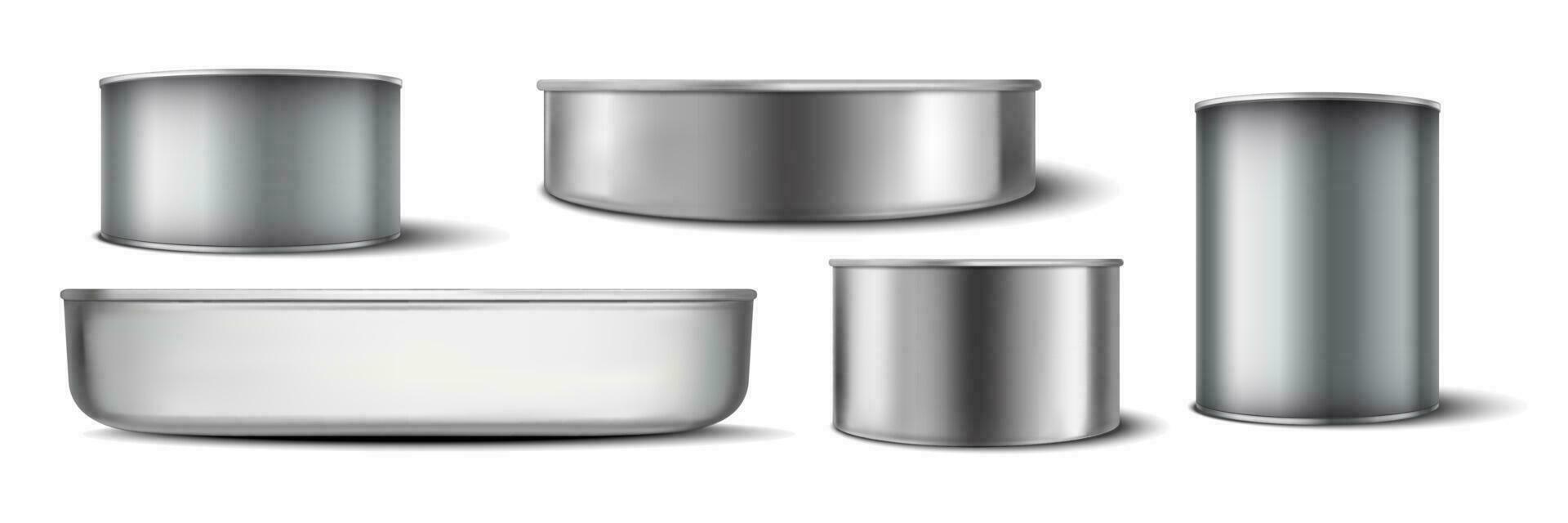Realistic aluminium cans set collection vector