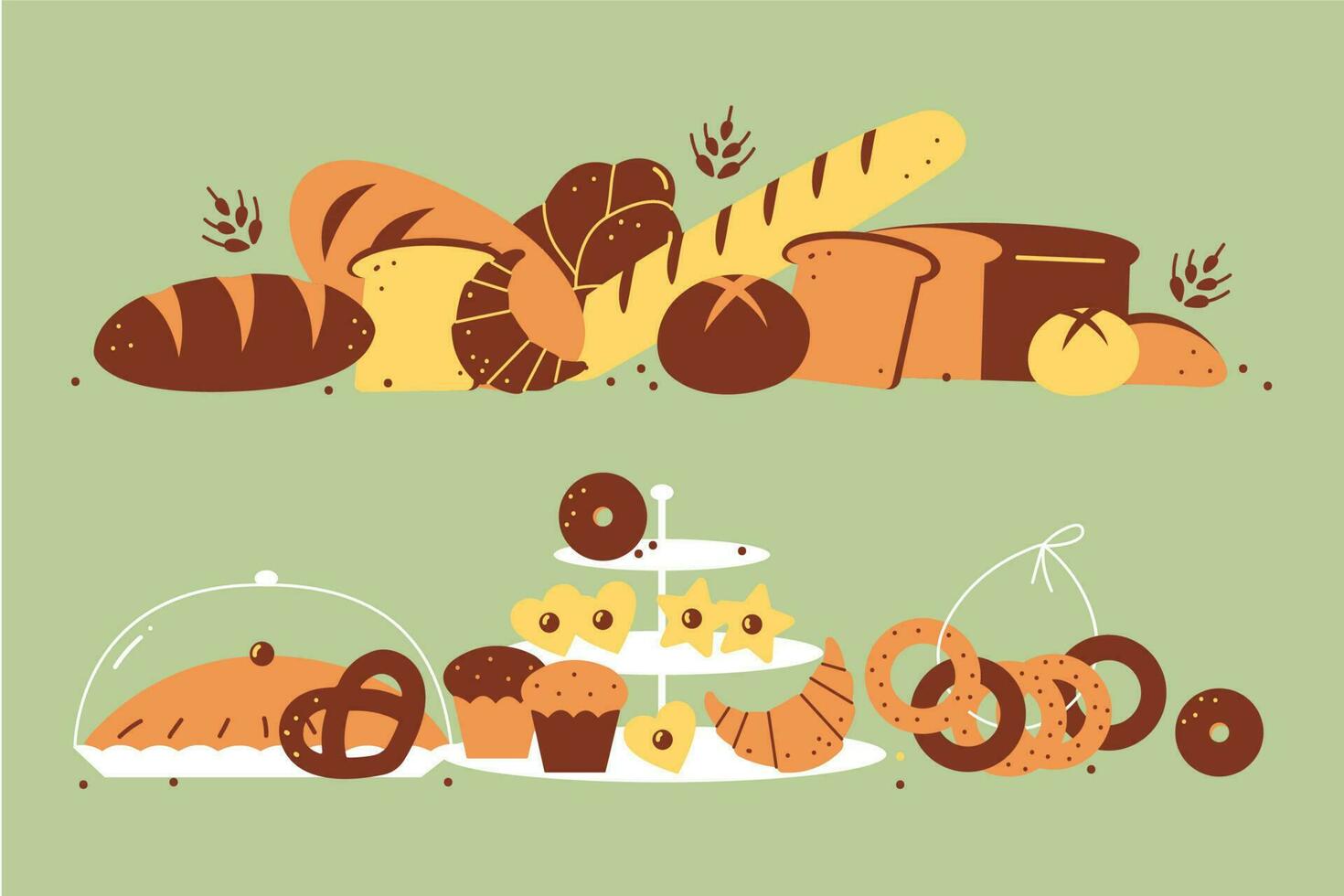 Bakery doodle set vector