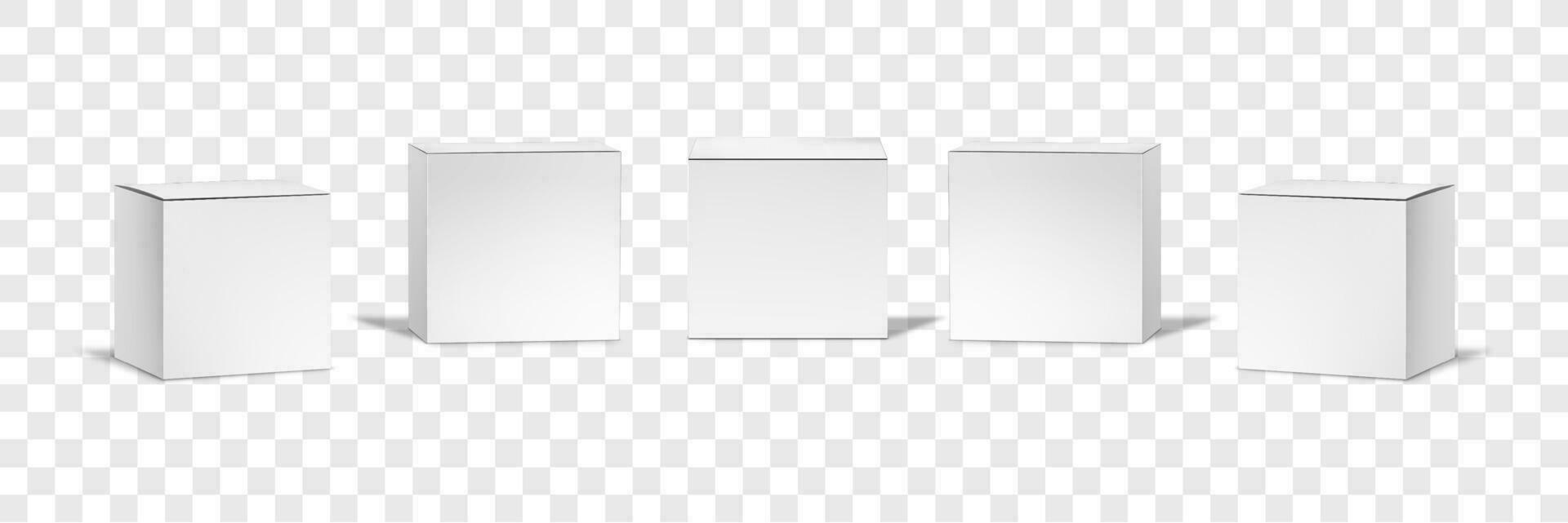 Realistic white boxes mockups set collection vector